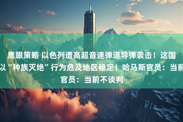 鹰眼策略 以色列遭高超音速弹道导弹袭击！这国总统：以“种族灭绝”行为危及地区稳定！哈马斯官员：当前不谈判