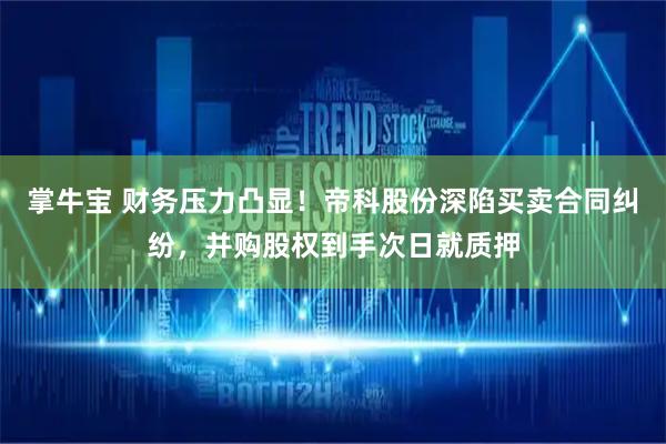 掌牛宝 财务压力凸显！帝科股份深陷买卖合同纠纷，并购股权到手次日就质押