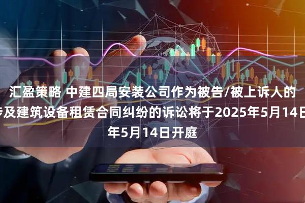 汇盈策略 中建四局安装公司作为被告/被上诉人的1起涉及建筑设备租赁合同纠纷的诉讼将于2025年5月14日开庭