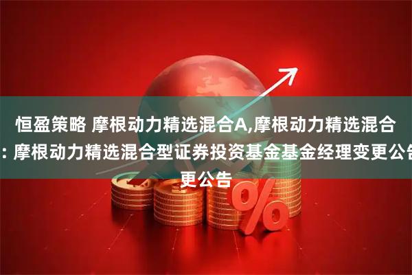 恒盈策略 摩根动力精选混合A,摩根动力精选混合C: 摩根动力精选混合型证券投资基金基金经理变更公告